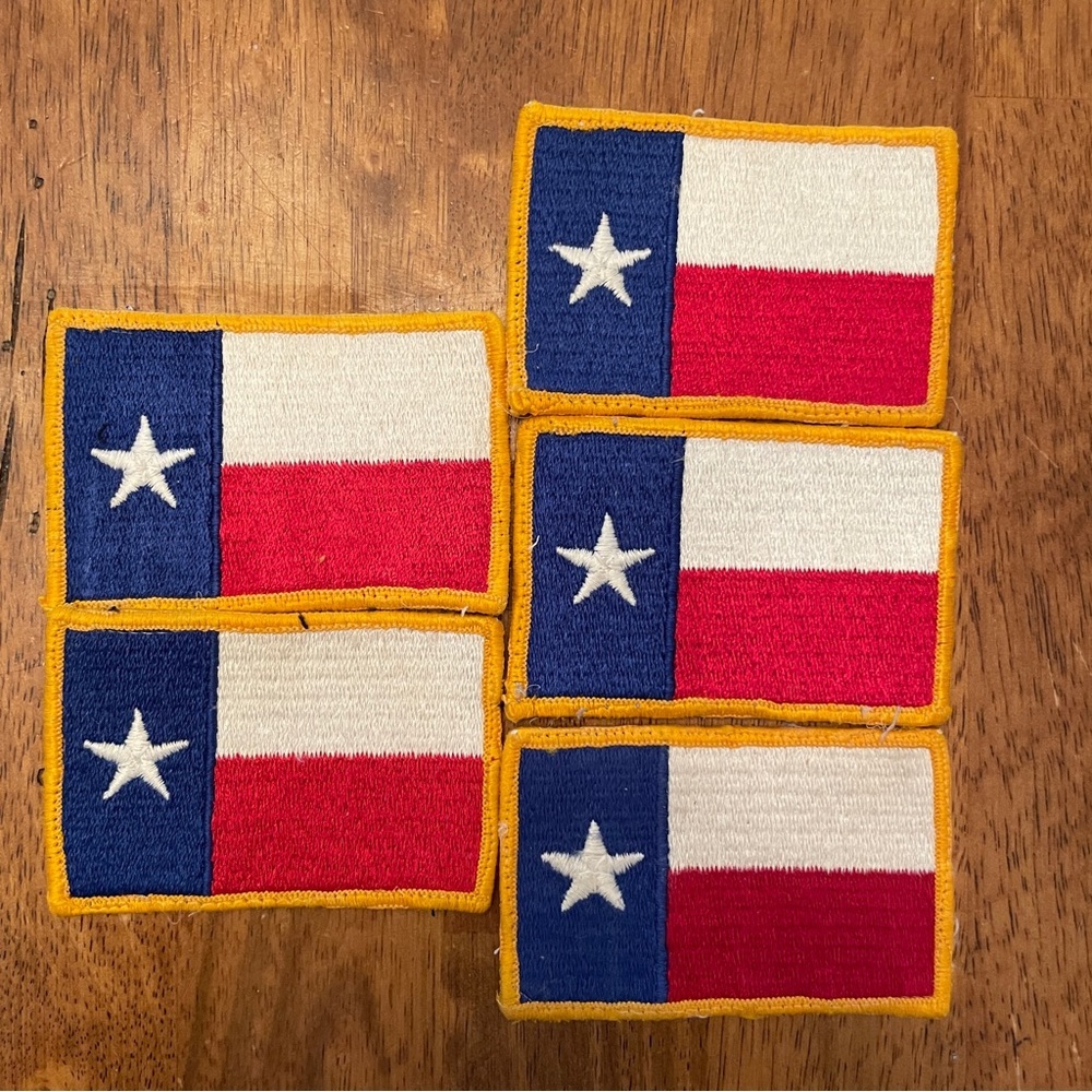 5 VTG Texas‎ Flag Sew On Patches Appliqués 3.25”x2.25” Red White Blue 5:1 Gift